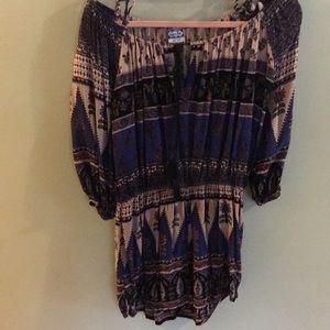 Multicolored Off the Shoulder Romper free size